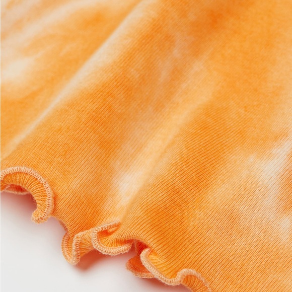 H&M ORANGE TIE DYE LETTUCE TRIM CROP TOP - Picture 4 of 8